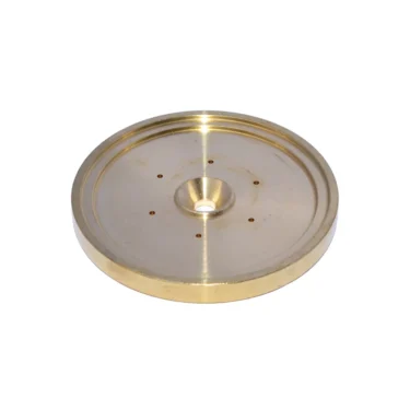 A round, flat brass Isomac 000802 Upper Shower Holder with a central hole and multiple smaller holes around it, shown against a white background. © 2025 1st-line.com