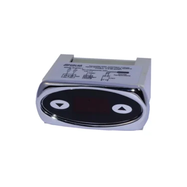 The Gicar 7434016 PID Display (9.3.00.62G01) features a black oval screen, two white arrow buttons, and a top diagram; it fits the Bezzera BZ07 and is shown against a white background. © 2025 1st-line.com
