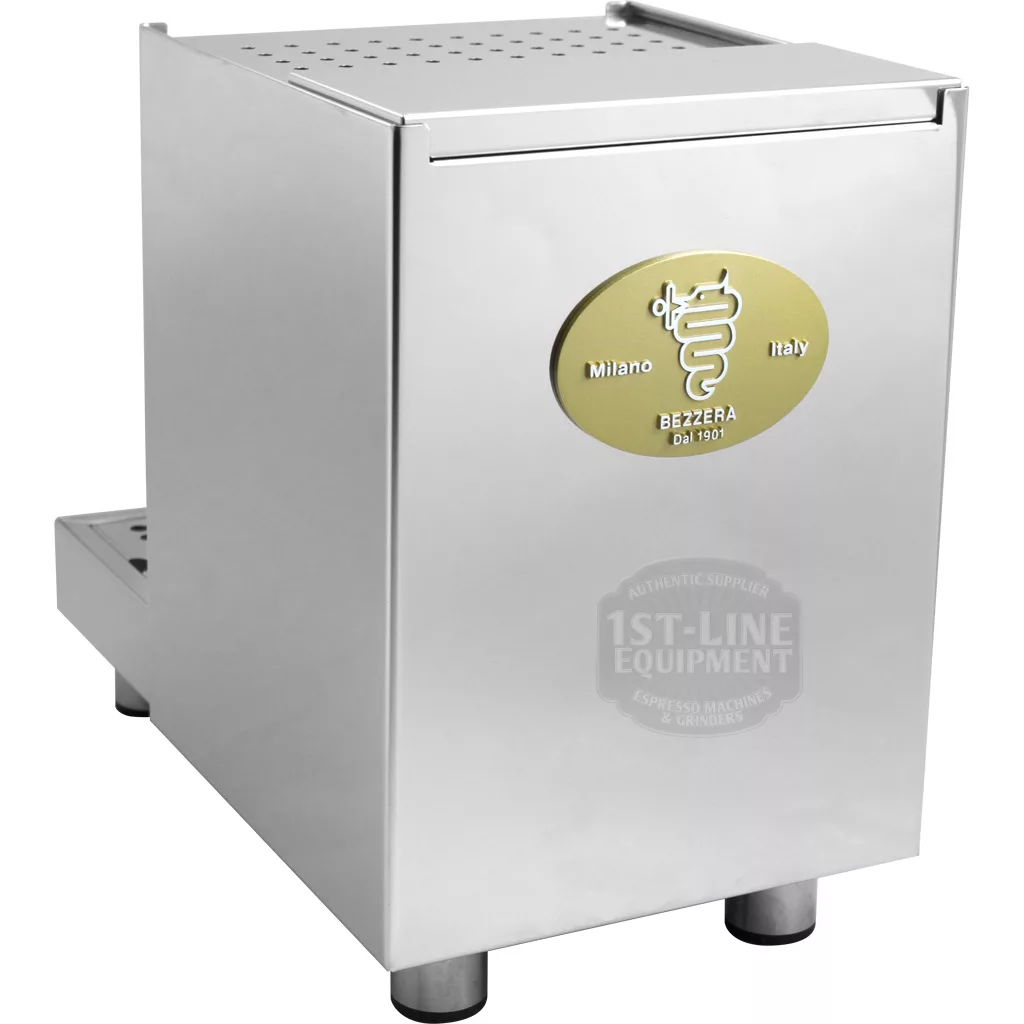 The DISCONTINUED Bezzera BZ07 PM PID Espresso Machine has a modern stainless steel design with a gold oval Milano Italy Bezzera Dal 1901 logo, 1st-Line Equipment mark, and includes a PID for precise temperature control. © 2025 1st-line.com