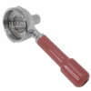 Close-up of the 1st-line UNK24854165 E.S.E. Pod Complete Filter Holder with a shiny metal finish and red handle, displayed against a plain white background. © 2025 1st-line.com