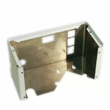 Rancilio 32-330-361 Body Panel—designed for above the grouphead on Silvia models; ideal for protecting components, it features a durable metal build with a reflective steel finish and white edges. © 2025 1st-line.com