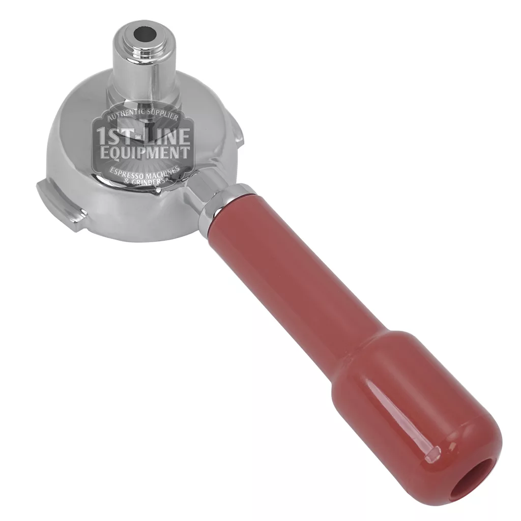 The 1st-line UNK24854165 E.S.E. Pod Complete Filter Holder features a shiny metal finish, a red handle, and the 1st-line Equipment logo on top. © 2025 1st-line.com