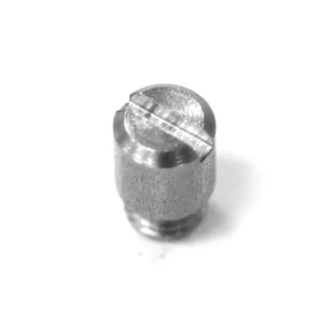 The Bezzera 7479951 Cam Stop Pin for Mitica is a small, cylindrical metal screw with a flat head and single horizontal slot, shown on a white background. © 2025 1st-line.com
