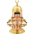 The Elektra Belle Epoque 2 Group Commercial Espresso Machine features a vintage design with a shiny copper and gold finish, two group handles, gauges, cup holders, an eagle ornament, and two cups in the central compartment. © 2025 1st-line.com