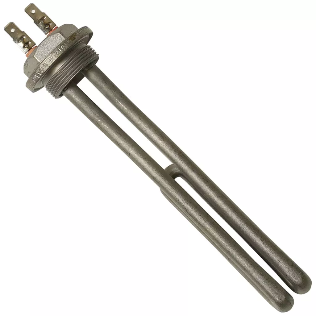 The Ponte Vecchio 580-R4012 1000W 110V Heating Element features two looped rods, a threaded base, and top electrical connectors—ideal for efficient water heating in compatible devices. © 2025 1st-line.com