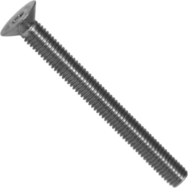 A close-up of an Ascaso I.2279 Screw M5x50, a silver, flat-head, slotted machine screw fully threaded, shown against a white background. © 2025 1st-line.com