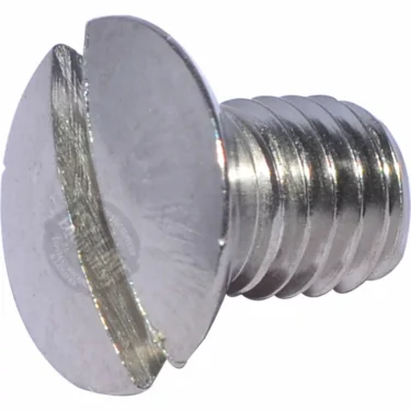 A close-up of the Bezzera 7817401 Grouphead Lever Cover Screw, featuring a shiny metallic finish, flat head, and threaded body—horizontal on a white background—ideal for securing grouphead lever covers. © 2025 1st-line.com
