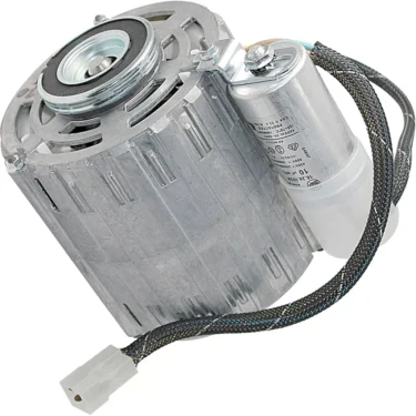 A close-up of the Elektra 00092035 230V Motor shows its cylindrical metal body, black braided cable, white plastic connector, and specification label. © 2025 1st-line.com