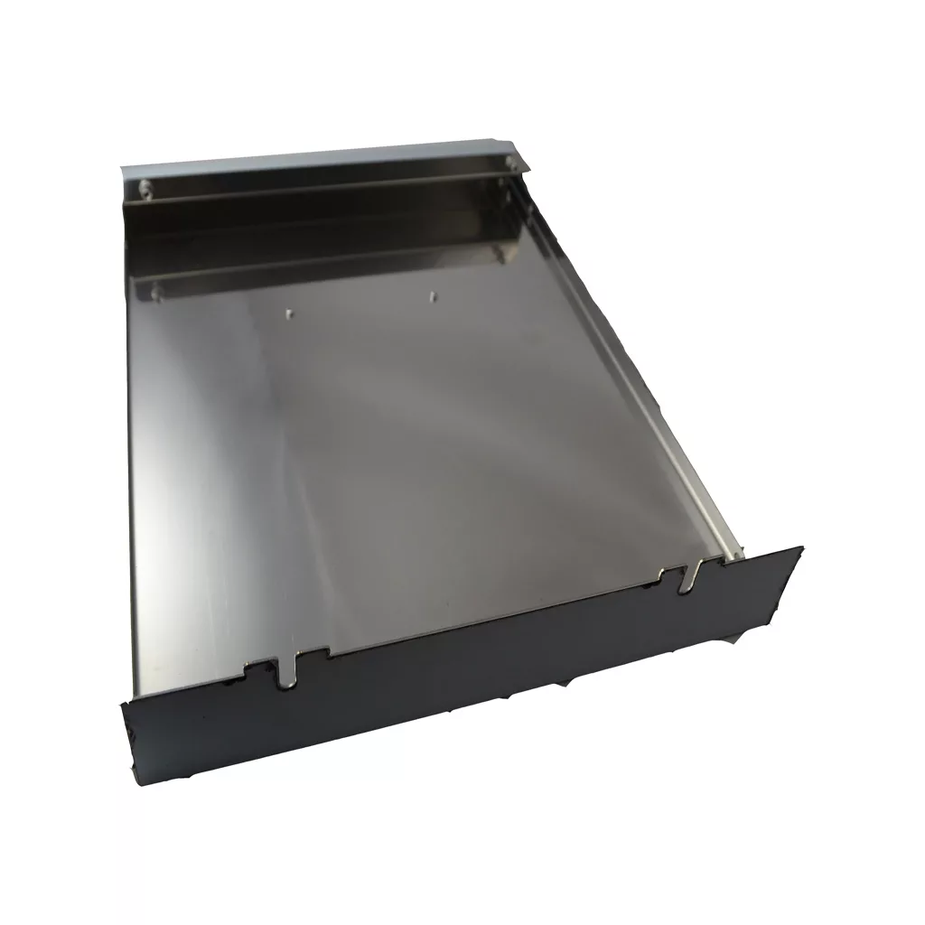 ECM P3010 back body panel, metal tray with raised edges and notched corners