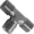 Elektra 00620035 Union T Joint Fitting, metal T-shaped connector with three threaded male ends, ideal for plumbing and mechanical systems.
