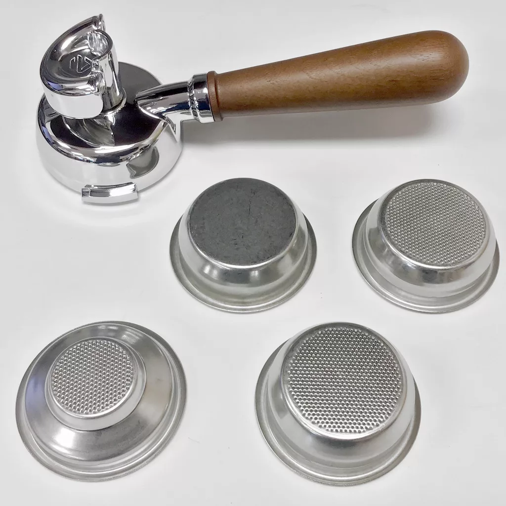 Lelit PLA582W Dual Spout Wood Handle Portafilter Kit | 1st-line.com
