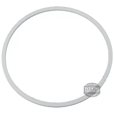 The Cimbali BOILER PTFE RING GASKET is a plain white gasket ring, resembling PTFE, with a small circular 1st-Line Equipment logo in the lower right corner on a white background. © 2025 1st-line.com