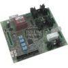 The I.3474 220 Volt Brain Unit for Bar Kap Machines is shown angled on a white background, featuring a green electronic circuit board with black heat sinks, blue DIP switches, and connectors. © 2025 1st-line.com