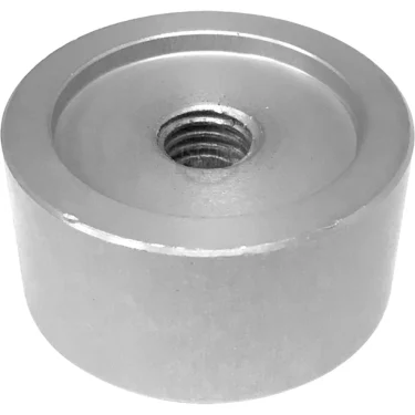 The ECM P7029 Metal Foot is a cylindrical metal spacer with a central threaded hole and smooth metallic surface, used for mechanical or structural support in assemblies. Suitable as an ECM replacement part. © 2025 1st-line.com