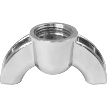 Close-up of a shiny metal wing nut with two flat wings and a threaded center, similar to the design on the Elektra 00063021 Dual Portafilter Spout, photographed against a white background. © 2025 1st-line.com