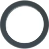 A black, smooth, thin-profile F.1705 73x57x8.5mm PORTAFILTER HOLDER GASKET with a circular shape is shown on a white background. © 2025 1st-line.com