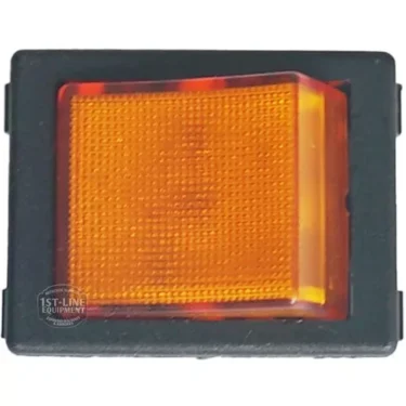A close-up of the Futurmat 250V 16A ORANGE BIPOLAR SWITCH with a textured rectangular amber surface in a black frame—typically used on Futurmat machines to control electronic devices. © 2025 1st-line.com