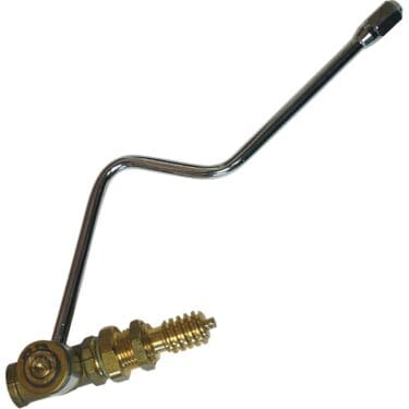 The Faema COMPLETE STEAM TAP features a brass and chrome finish, an angled metal nozzle, and a threaded valve connector—ideal for adding air to vehicle tires. © 2025 1st-line.com