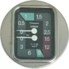 Faema 2.5-12 BAR Double Manometer pressure gauge featuring a round analog design with two white needles, labeled Faema and bar readings from 2.5 to 12, highlighting pressure ranges with colored segments.