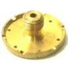 The P..181 SHOWER WITH THREAD is a round, gold-colored metal part with a threaded center and evenly spaced small holes around its shiny, slightly worn edge—perfect for showers requiring a threaded fitting. © 2025 1st-line.com