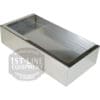 Rectangular stainless steel knock box with open top and reflective surface for used coffee grounds, featuring clean edges to complement the Torre T02BAC001 stainless steel drip tray.