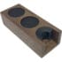 The Eureka Walnut Tamping Station - double housing is a rectangular walnut station with three circular compartments, including a partially open front section and a smooth, polished finish. © 2025 1st-line.com