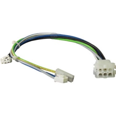 A multi-colored wiring harness for the Rancilio 10110651 Mother Board Wiring C8 DE07, with blue, green, black, and white wires and white plastic connectors on each end. © 2025 1st-line.com