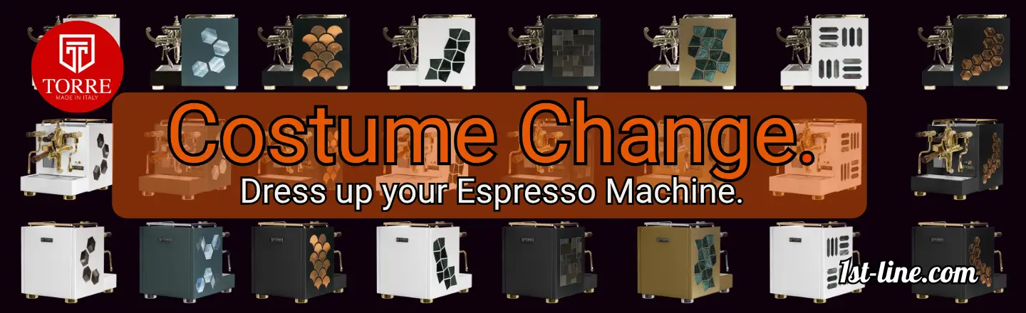 Costume Change Ad featuring Torre Cafe Luxury line with interchangable side panels of the Torre Peppina Cafe Luxury model