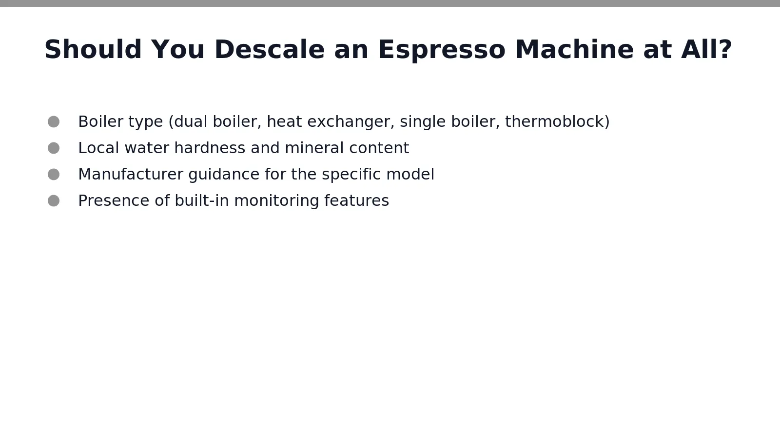 No single answer applies to every machine. Should you descale an espresso machine